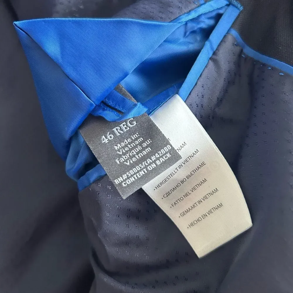GS Perfect Fit Blazer Sport Coat Men's Size 46R Navy Blue Two Button